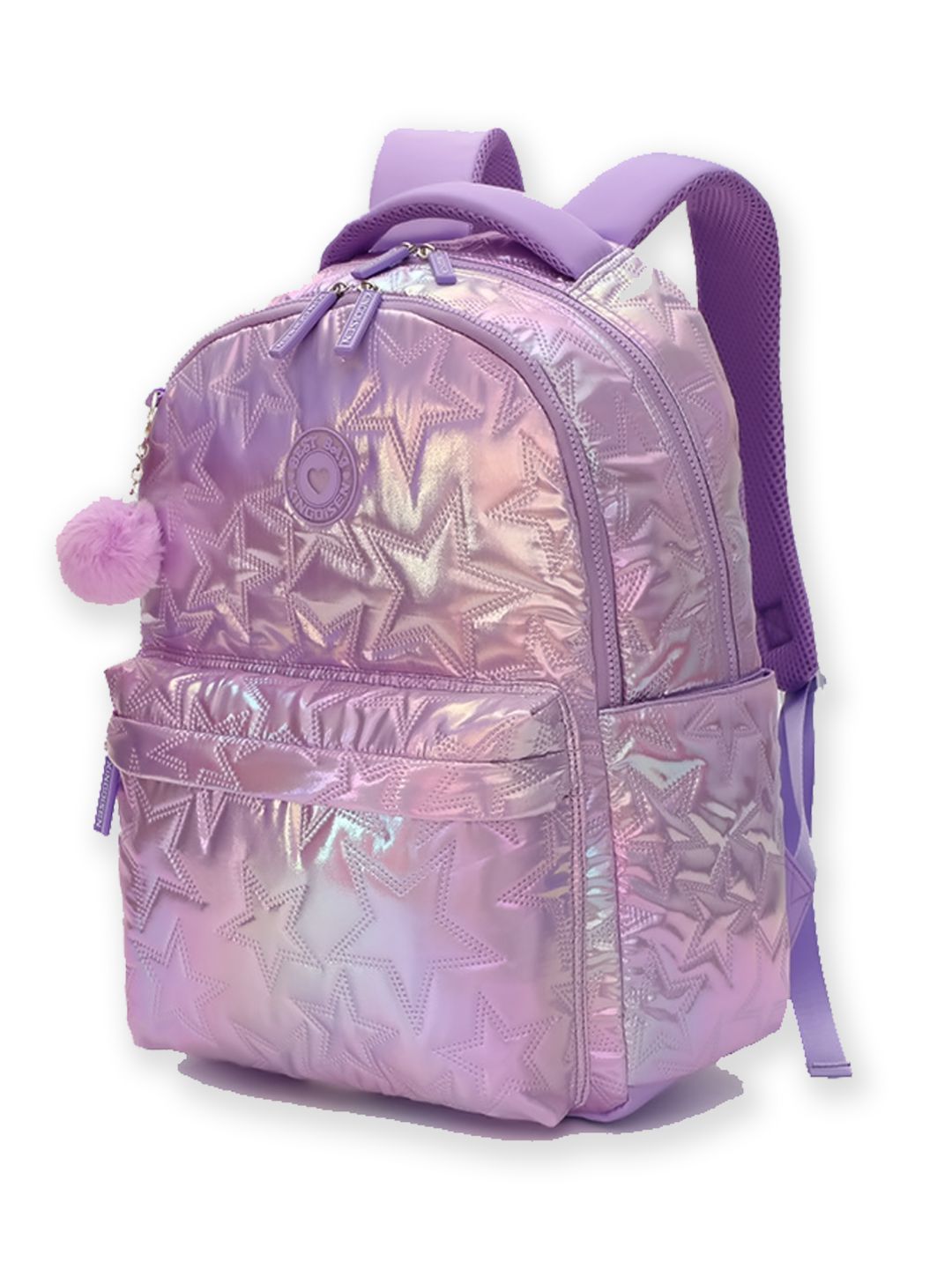 Little Surprise Box, 3pcs Shiny Pink Star Matching Backpack, Lunch Bag and Stationery Pouch