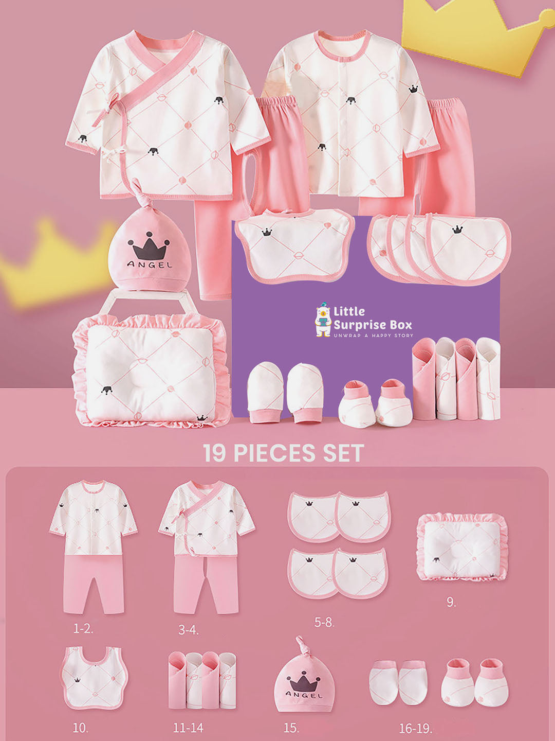 Little Surprise Box 19 Pcs Newborn Baby Girl/ Boy All Season Wear Gift Hamper Box