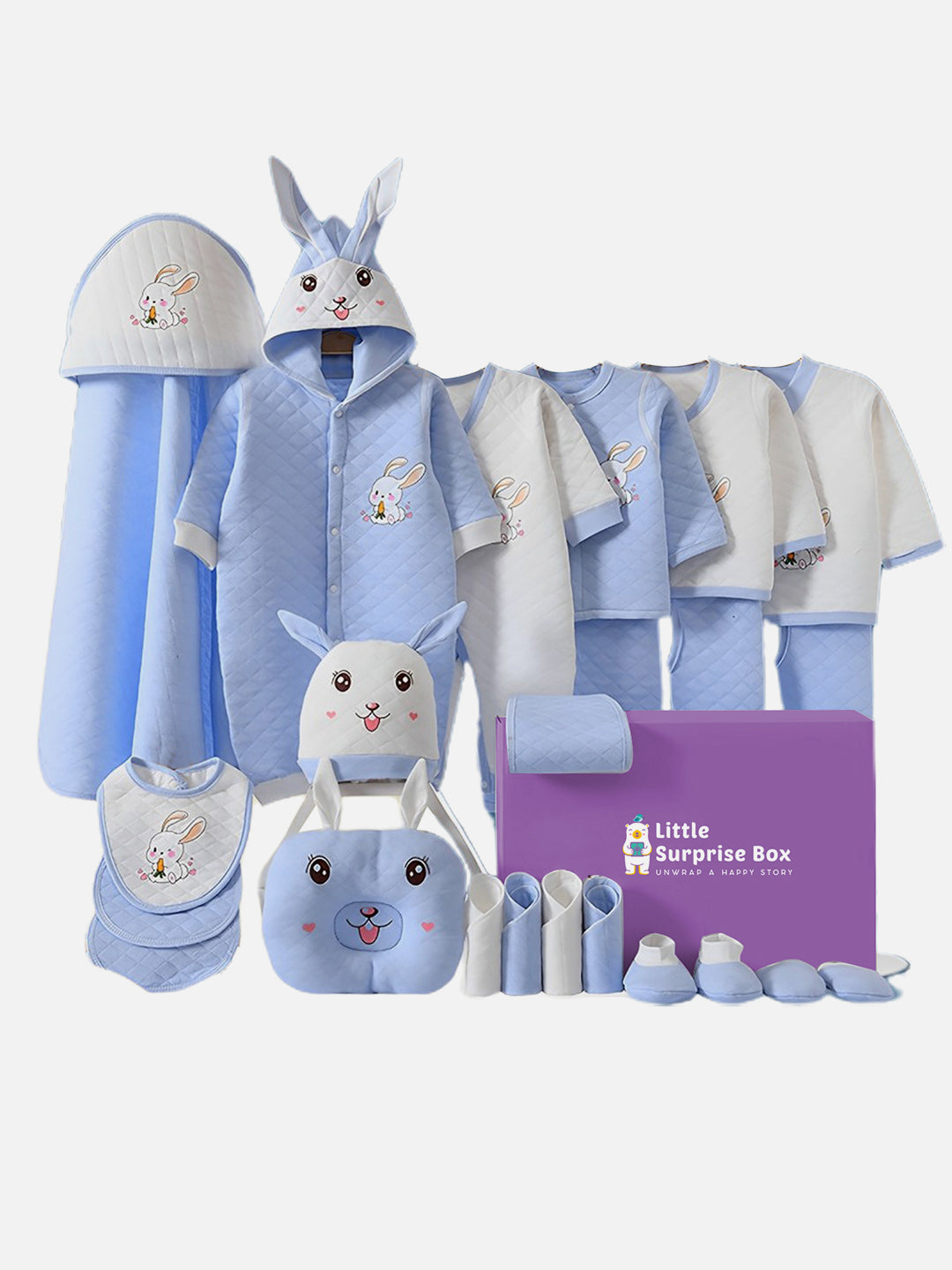 Little Surprise Box 22Pcs Dual 3D Ear Rabbit Newborn Baby Gift Hamper Box