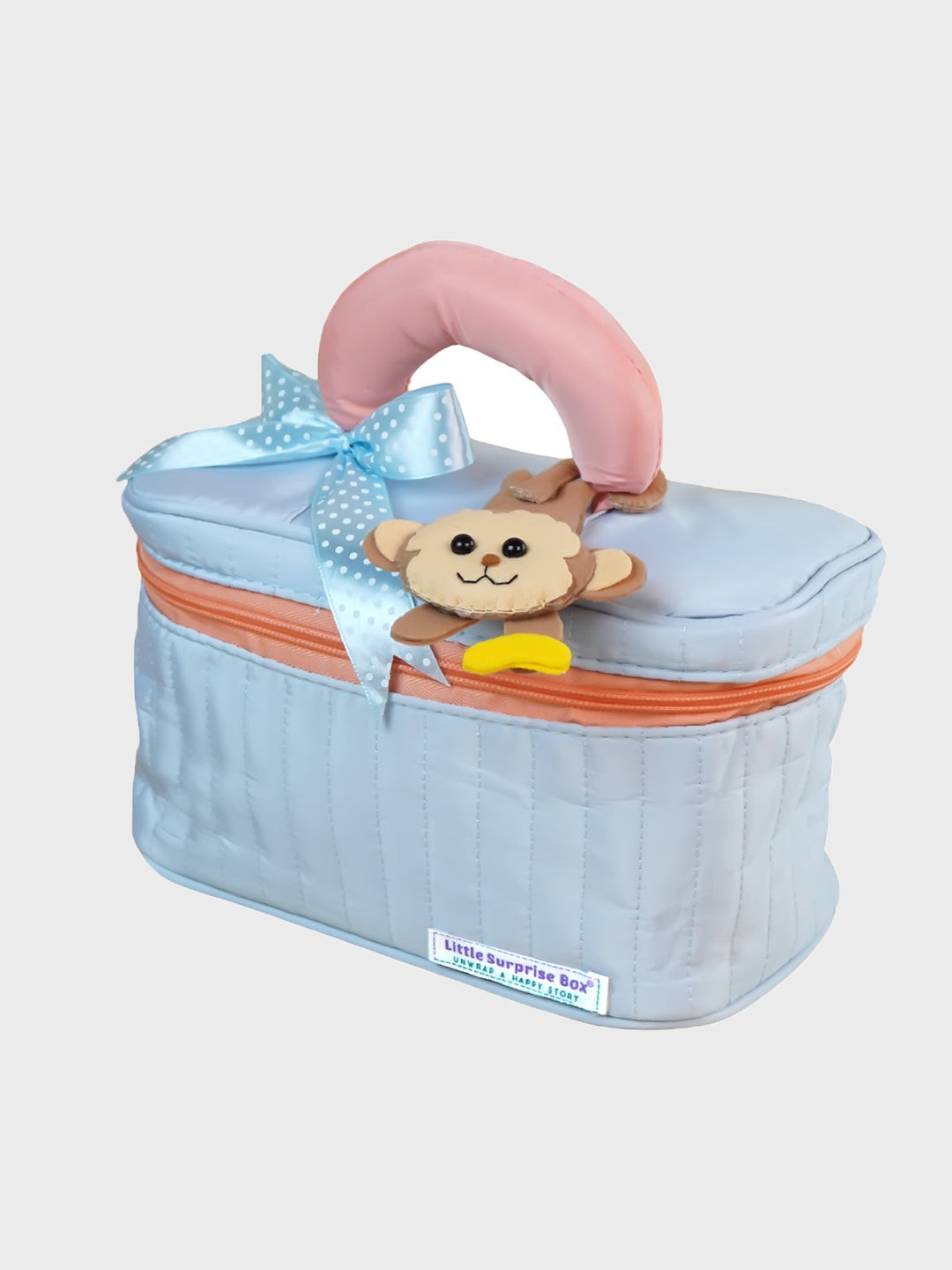 Little Surprise Box, 13 pcs Monkey soft Satin pouch Newborn Hamper