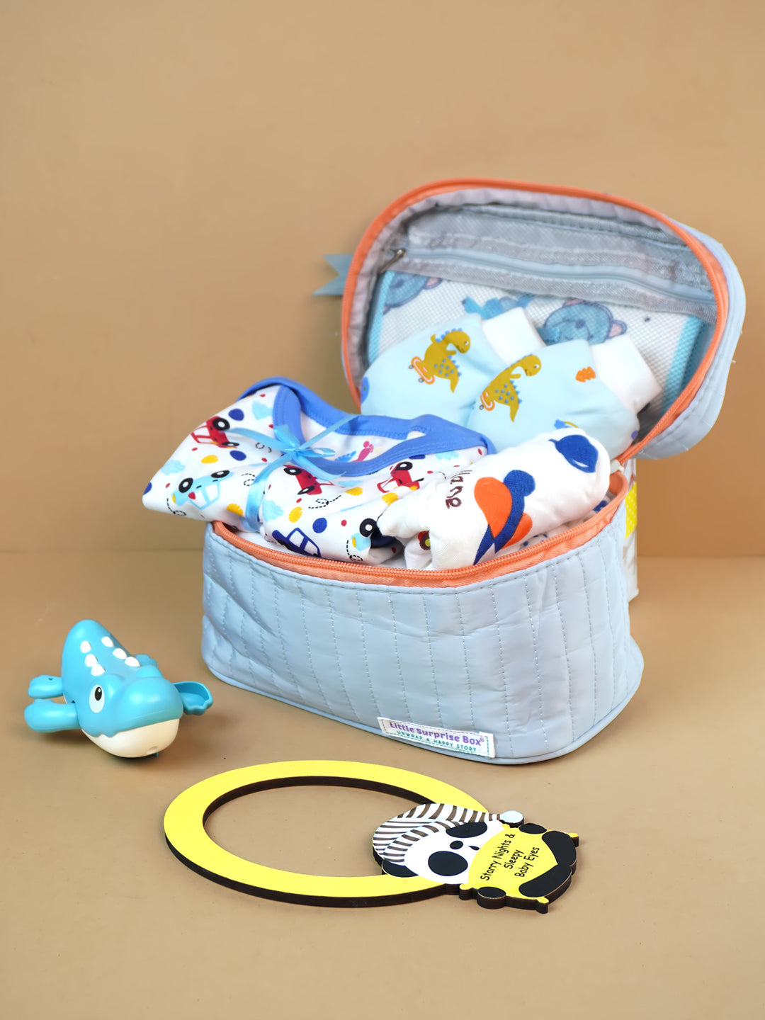 Little Surprise Box, 13 pcs Monkey soft Satin pouch Newborn Hamper