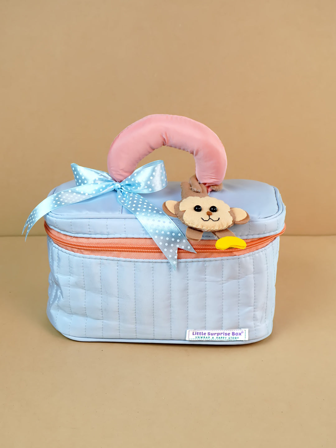 Little Surprise Box, 13 pcs Monkey soft Satin pouch Newborn Hamper