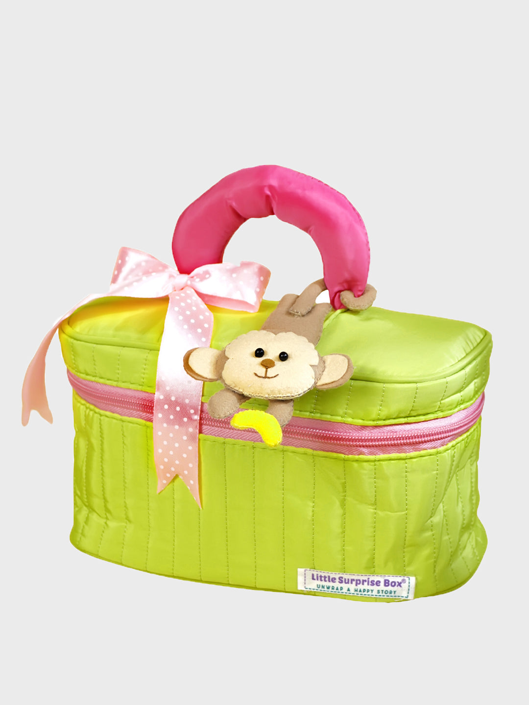 Little Surprise Box, 13 pcs Monkey soft Satin pouch Newborn Hamper