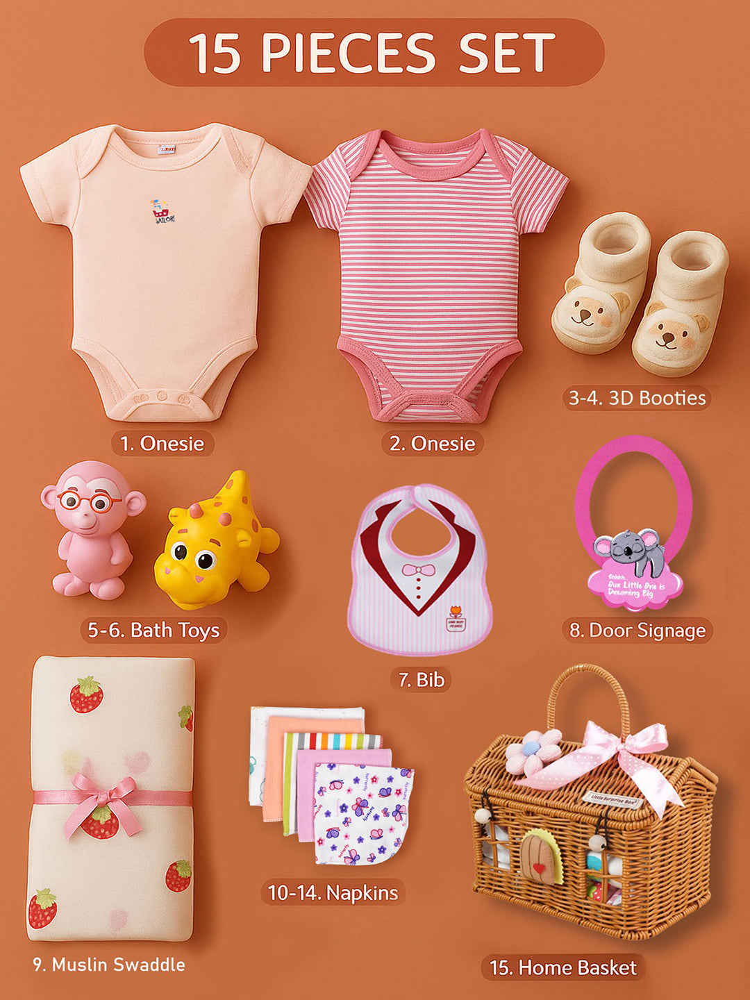 Little Surprise Box,15 pcs Blessed Home Newborn Hamper/Gift Box for Baby Girl