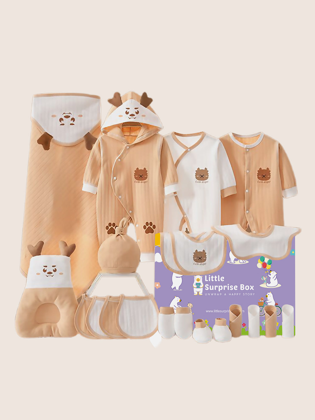 Little Surprise Box,22pcs Reindeer Newborn Baby Girl/Baby Boy Gift Hamper Set