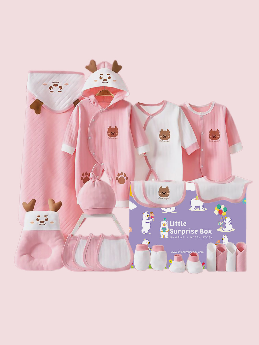 Little Surprise Box,22pcs Reindeer Newborn Baby Girl/Baby Boy Gift Hamper Set