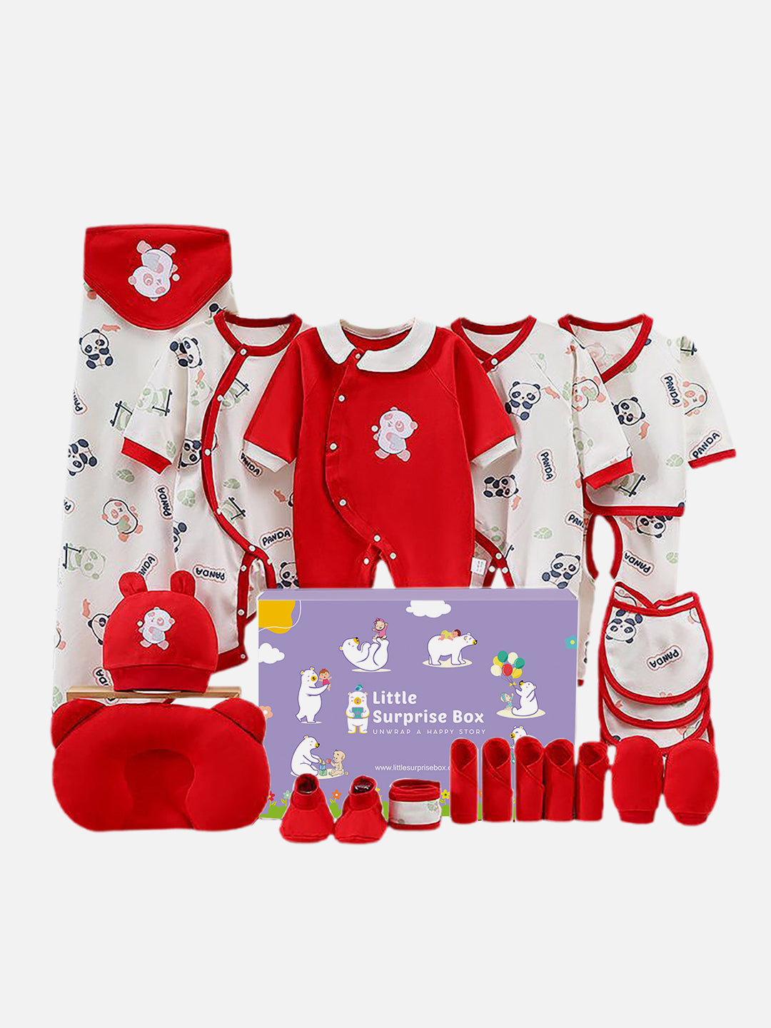 Little Surprise Box,22 pcs Panda Newborn Baby Girl/Baby Boy Gift Hamper Set