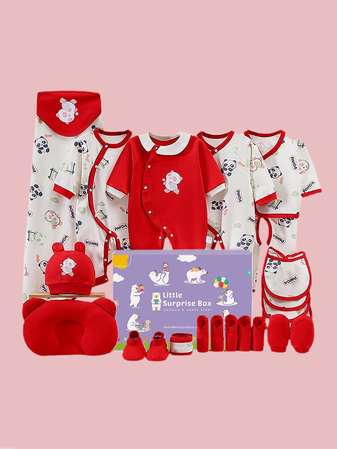 Little Surprise Box,22 pcs Panda Newborn Baby Girl/Baby Boy Gift Hamper Set