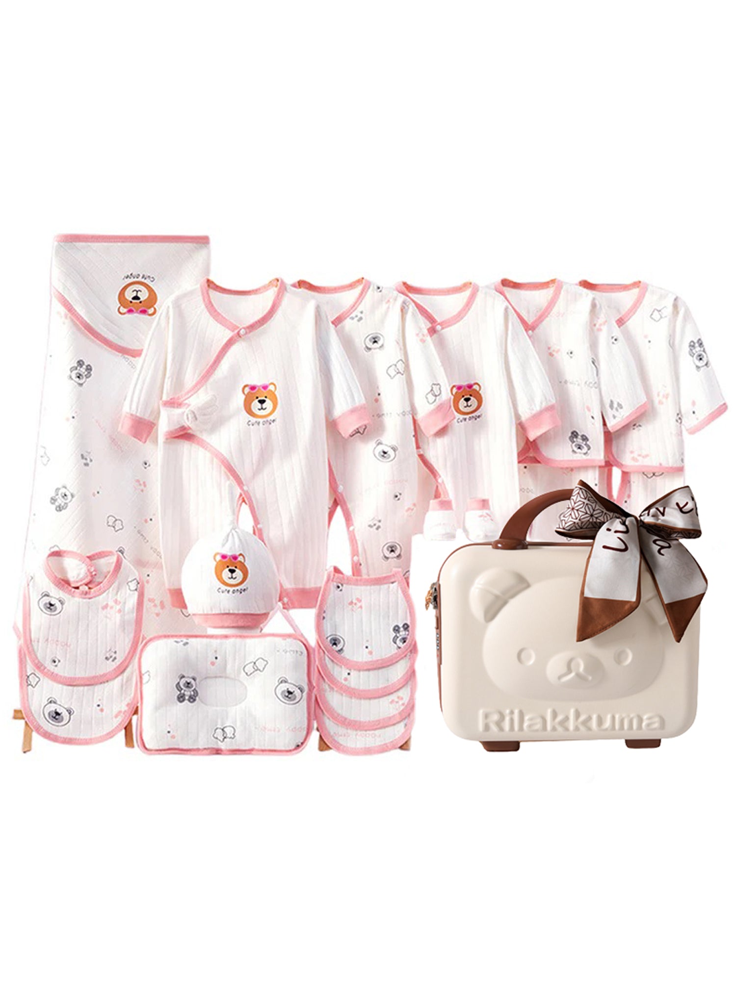 Little Surprise Box,26 pcs Bear Face Newborn Baby Girl/Baby Boy Gift Hamper with Suitcase,0-12 months