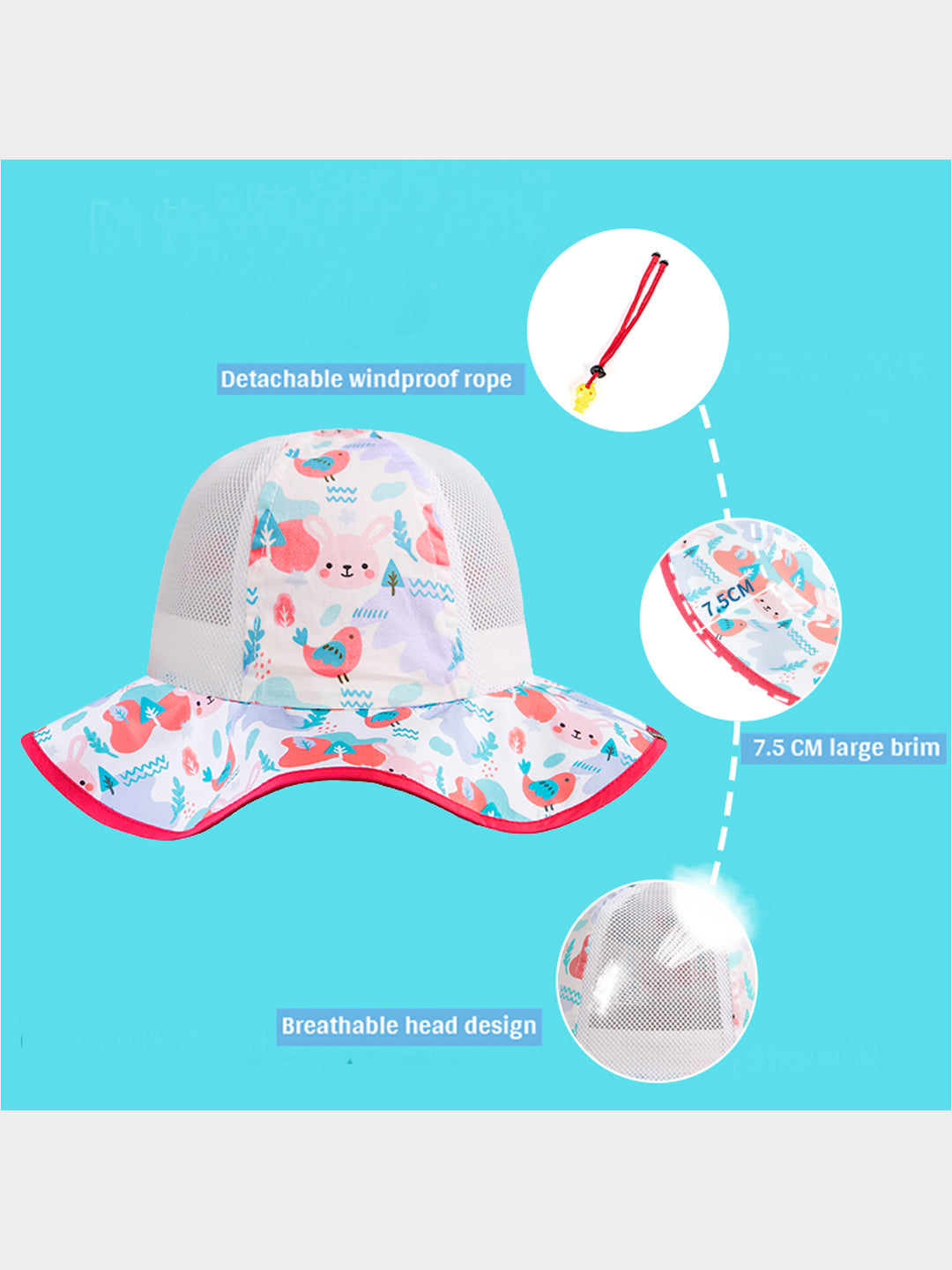 Little Surprise Box Fun Print breathable Net wide brim Sun Hat for Kids& Toddlers