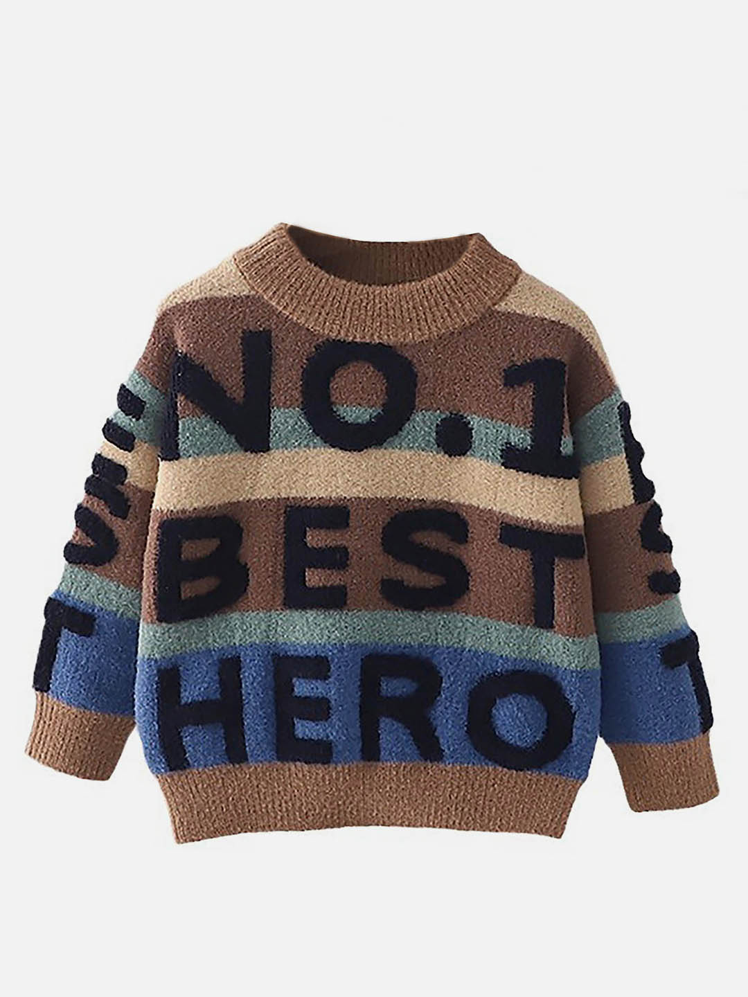 Little Surprise Box Brown No 1 Hero themed Knitted Warmer Cardigan Sweater for Kids