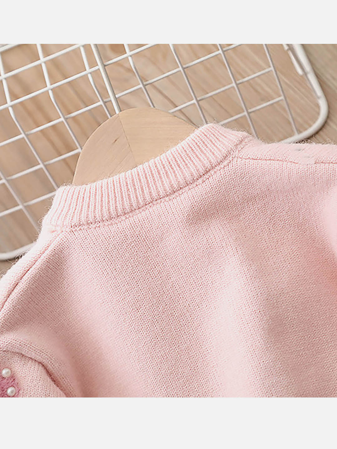 Little Surprise Box Baby Pink Pearl Hearts Warmer cardigan Sweater for Kids