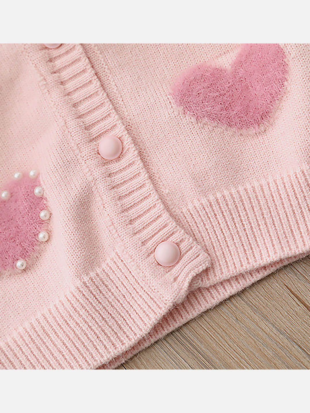 Little Surprise Box Baby Pink Pearl Hearts Warmer cardigan Sweater for Kids