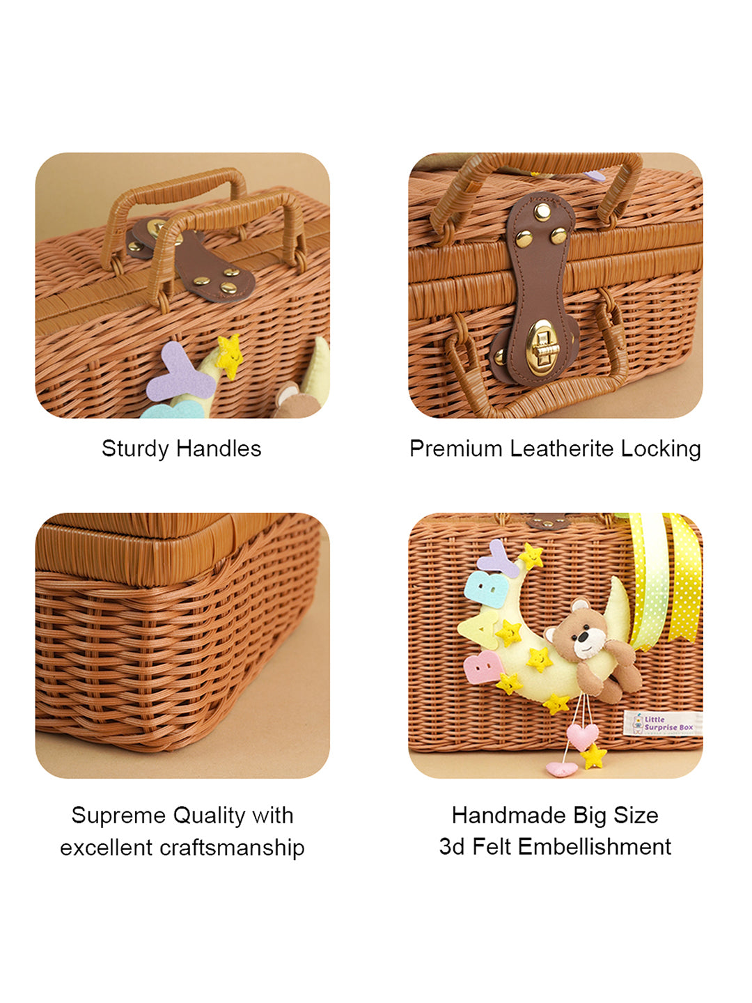 Little Surprise Box Cane Basket for Storage and Travel