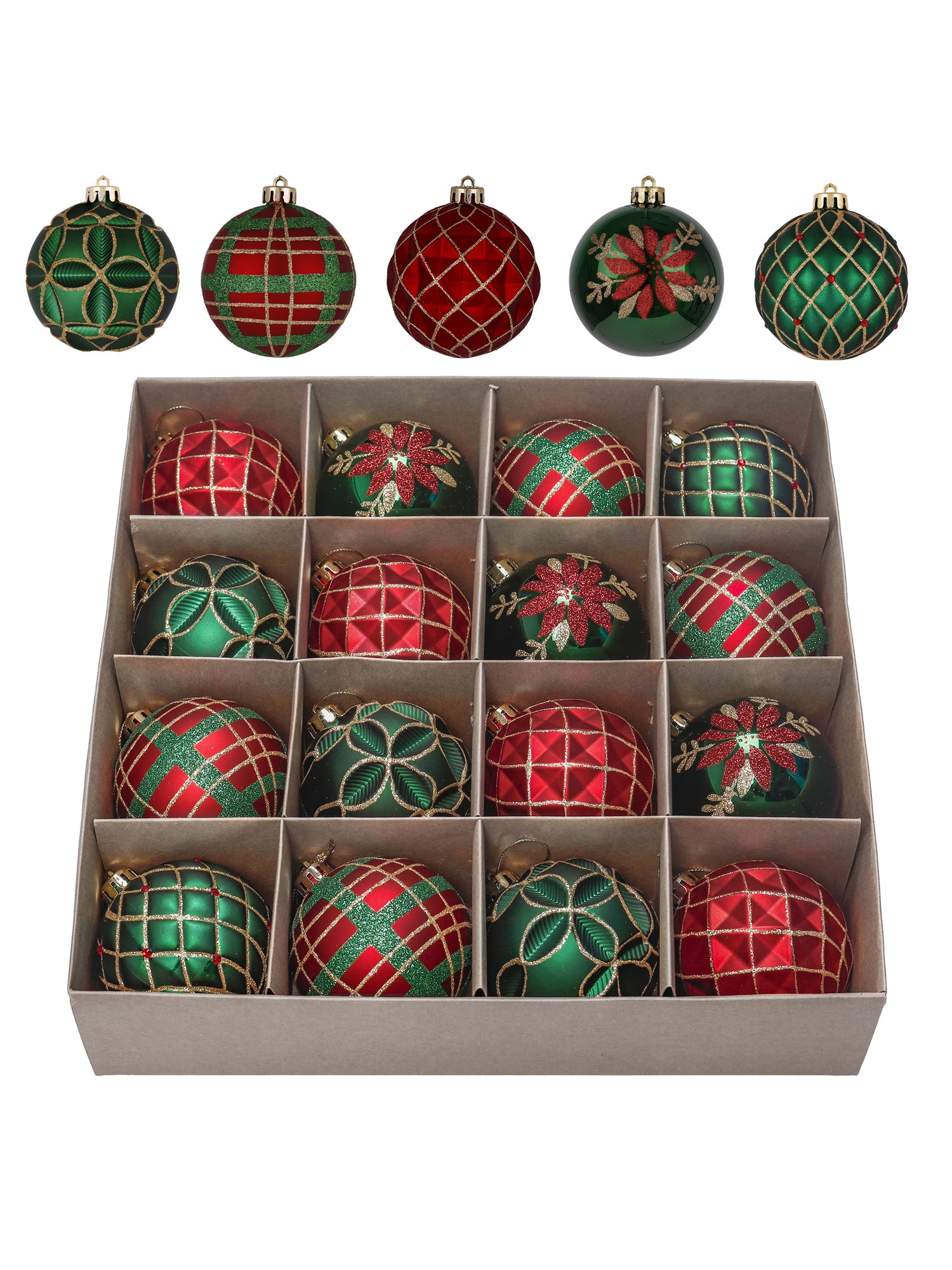 Little Surprise Box, 16 pcs Christmas Ball Tree ornaments XMAS Decoration Set