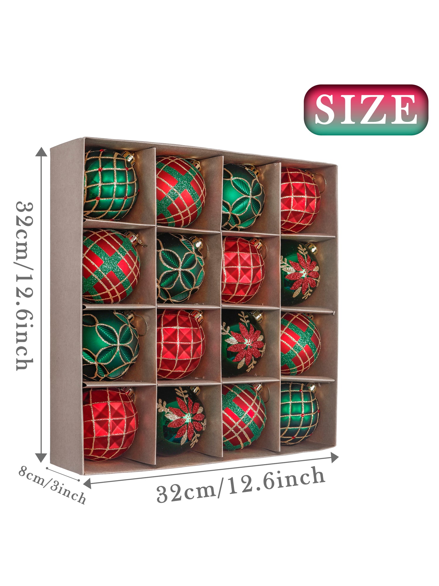 Little Surprise Box, 16 pcs Christmas Ball Tree ornaments XMAS Decoration Set