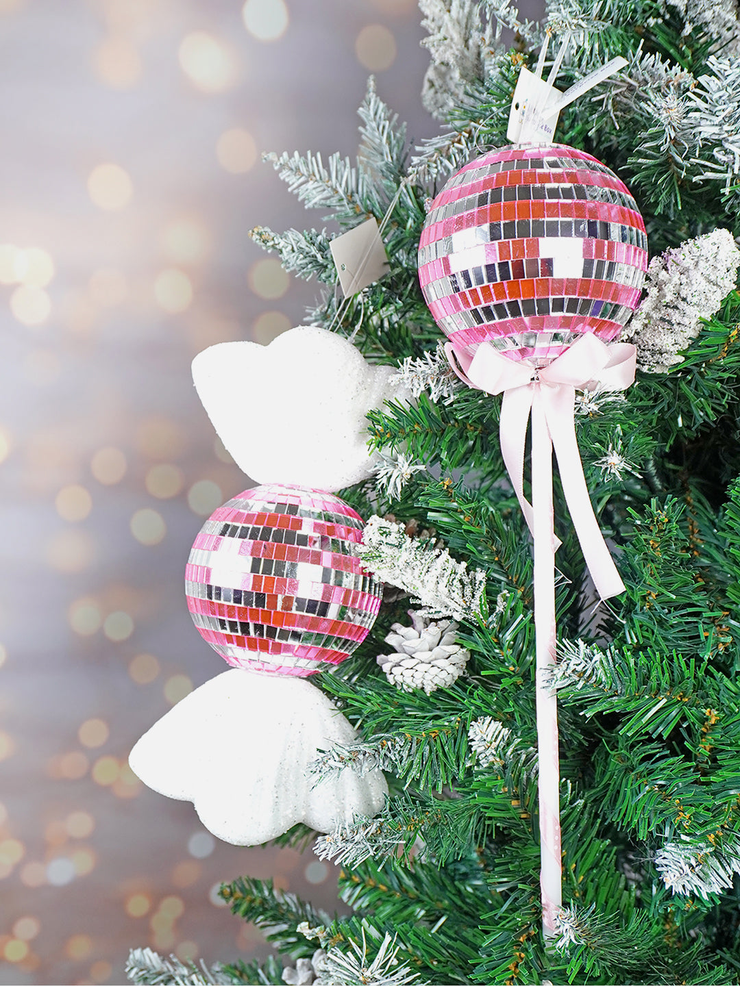 Little Surprise Box Pink Shiny Disco themed Big Size candy shaped Christmas Tree Ornaments