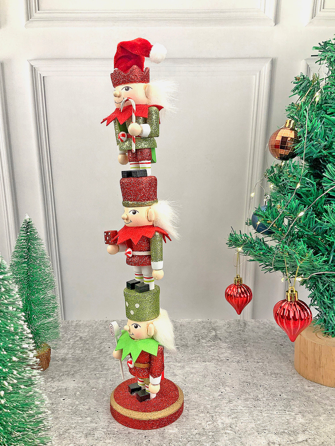 Little Surprise Box  3 Tier Stacked Wooden Nutcracker Christmas Table Décor