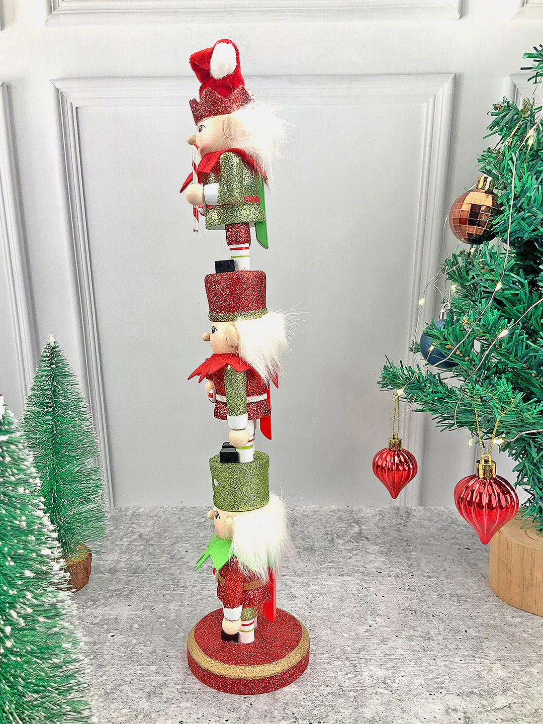 Little Surprise Box  3 Tier Stacked Wooden Nutcracker Christmas Table Décor