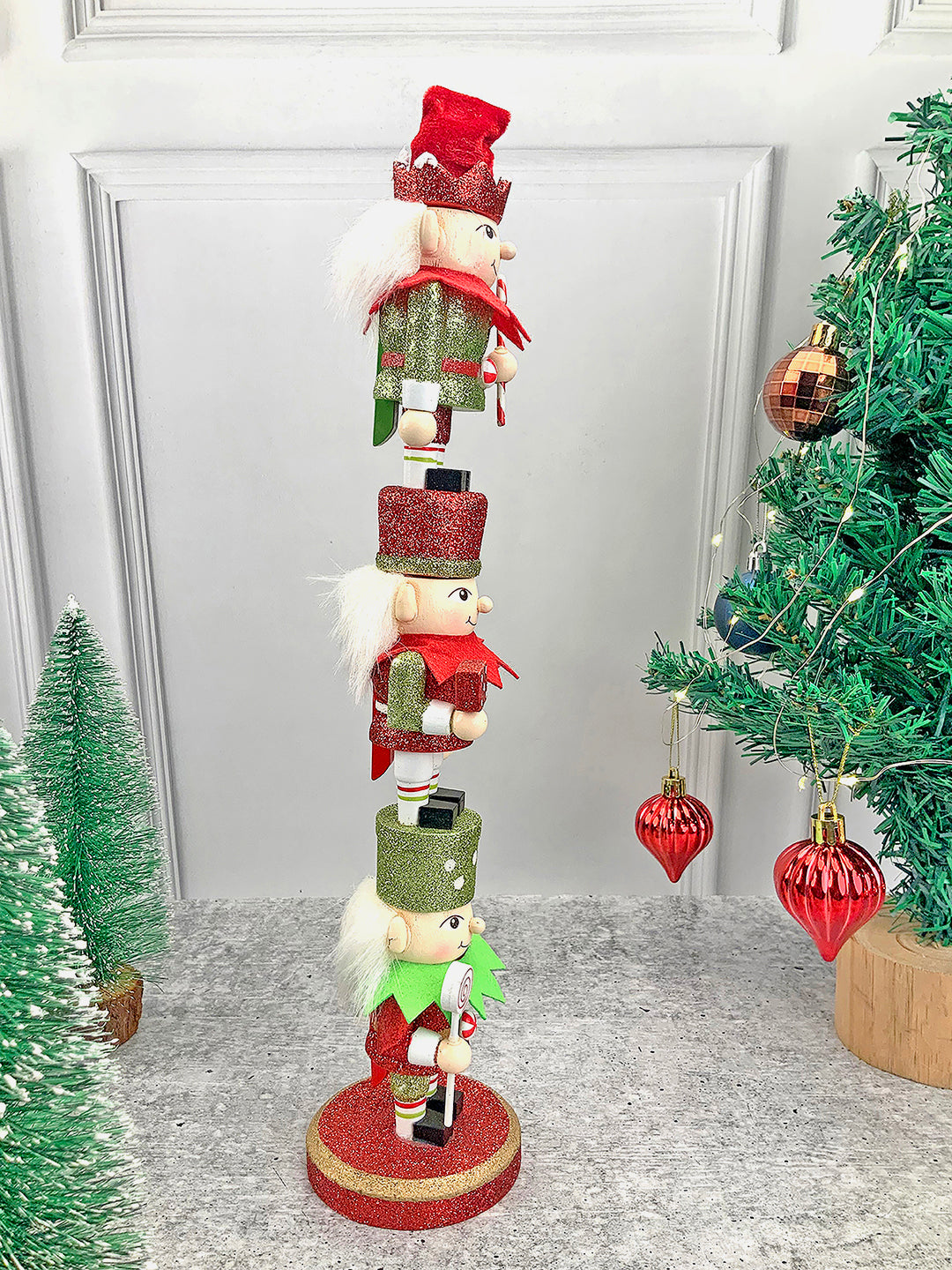 Little Surprise Box  3 Tier Stacked Wooden Nutcracker Christmas Table Décor