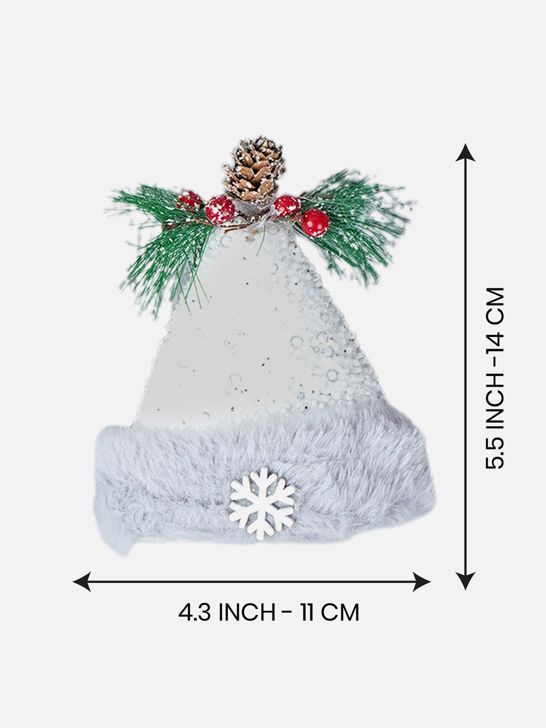 Little Surprise Box 3pcs Silver Furry Winter Accessories themed Christmas Tree Ornaments