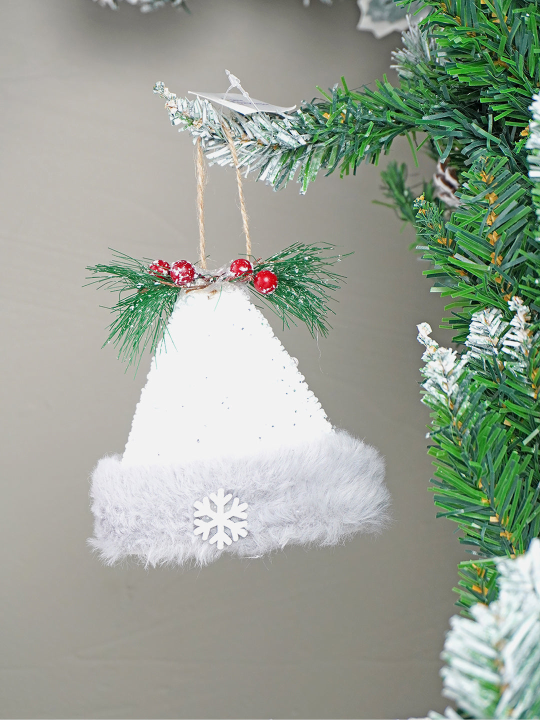 Little Surprise Box 4 pcs Silver Furry Winter Accessories themed Christmas Tree Ornaments