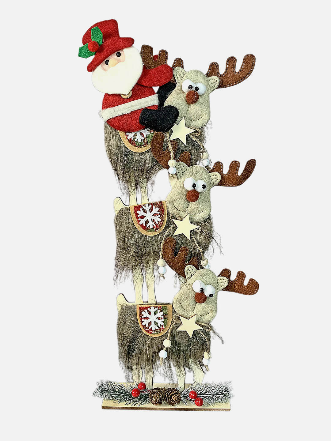 Little Surprise Box 3tier Wooden MDF Stacked Reindeer & Santa chiristmas Home and Office Décor