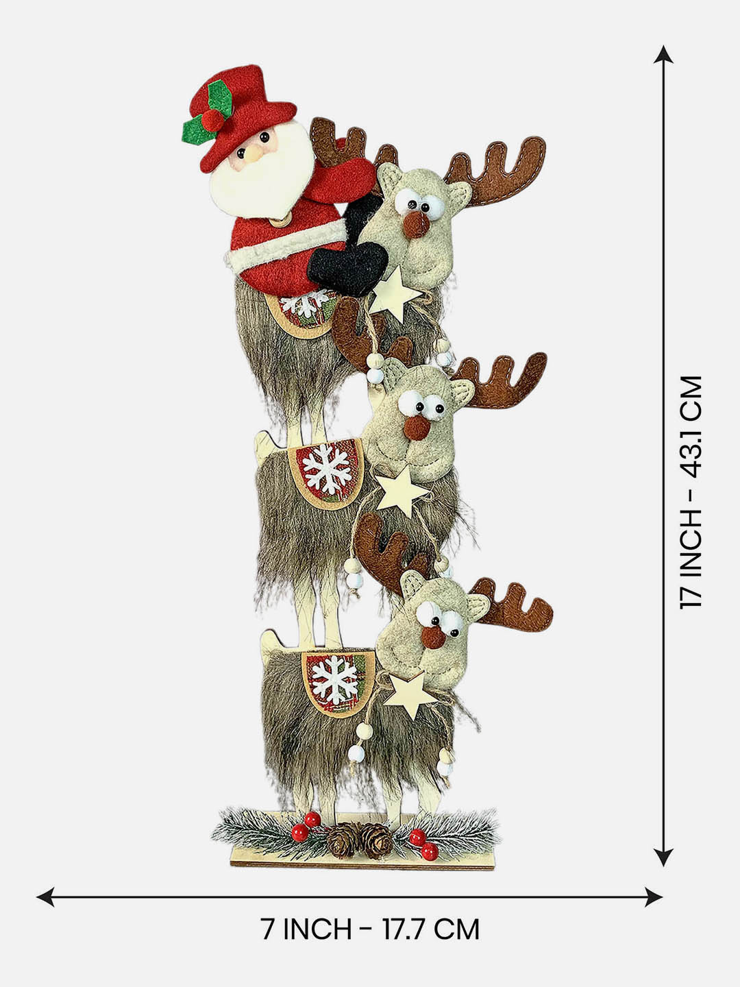 Little Surprise Box 3tier Wooden MDF Stacked Reindeer & Santa chiristmas Home and Office Décor