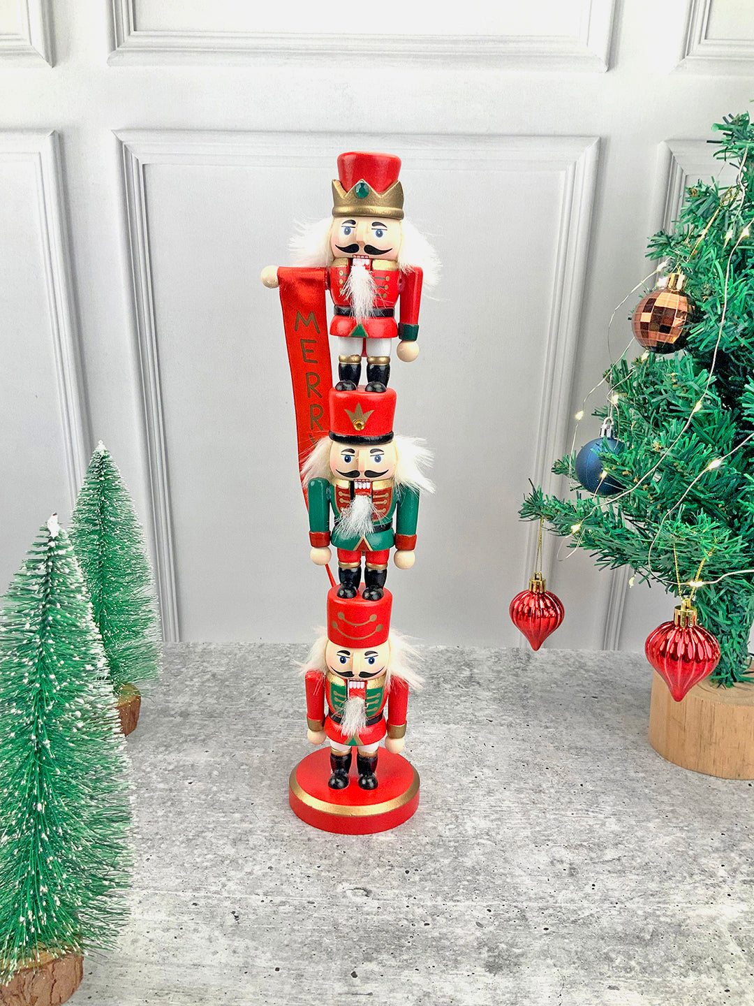 Little Surprise Box  3 Tier Stacked Wooden Nutcracker Christmas Table Décor