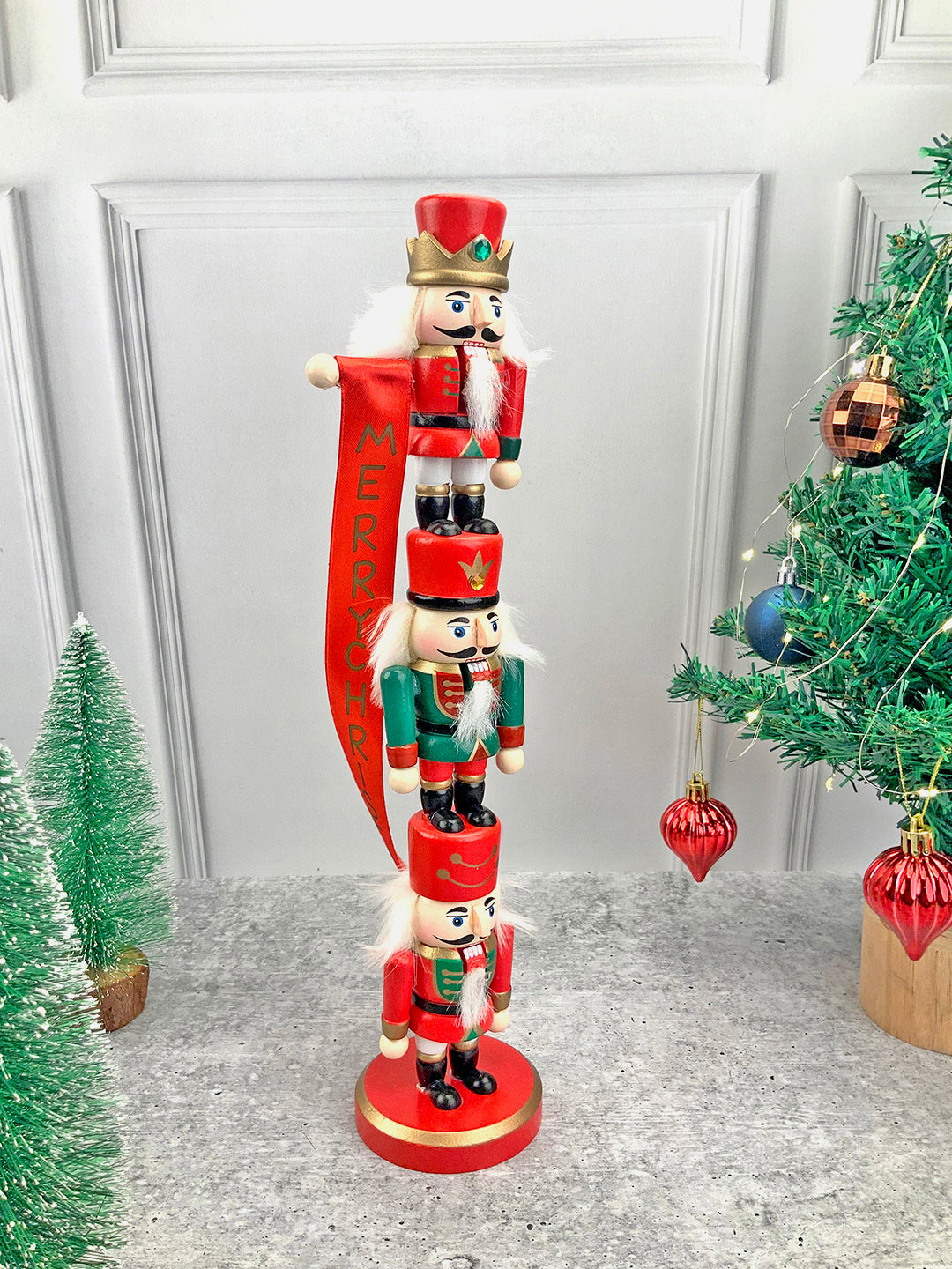 Little Surprise Box  3 Tier Stacked Wooden Nutcracker Christmas Table Décor