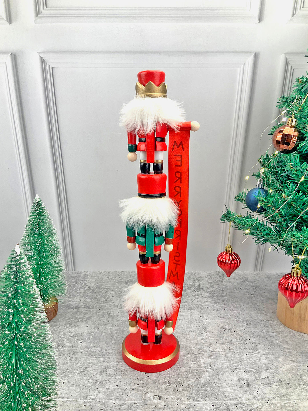 Little Surprise Box  3 Tier Stacked Wooden Nutcracker Christmas Table Décor