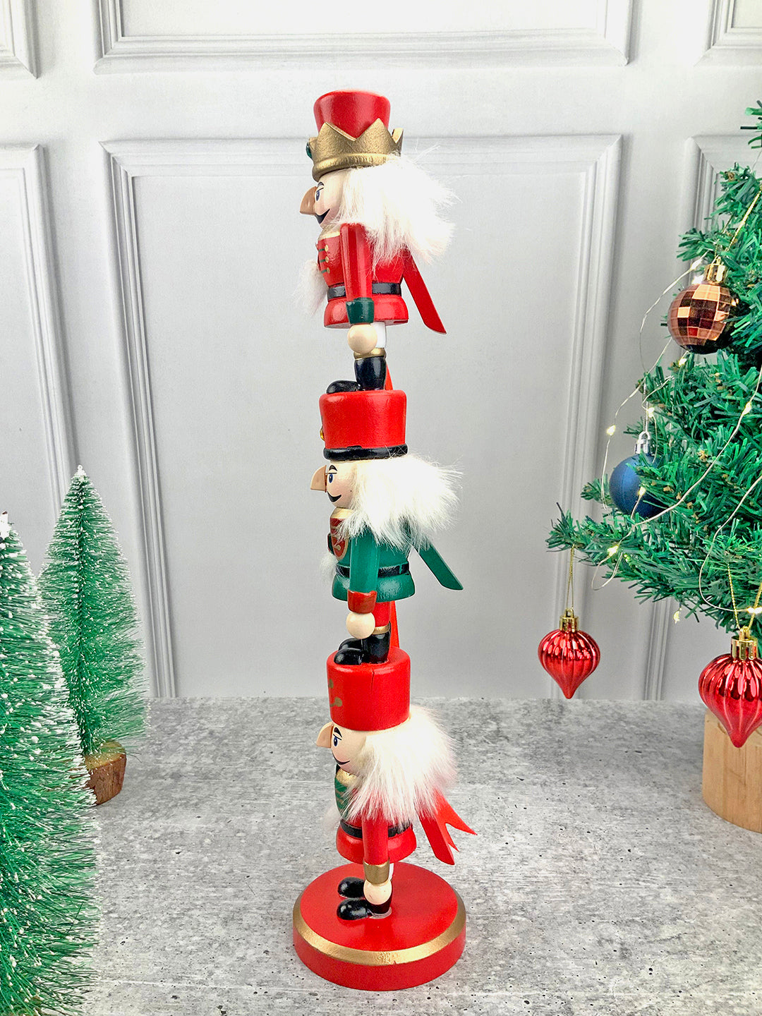 Little Surprise Box  3 Tier Stacked Wooden Nutcracker Christmas Table Décor