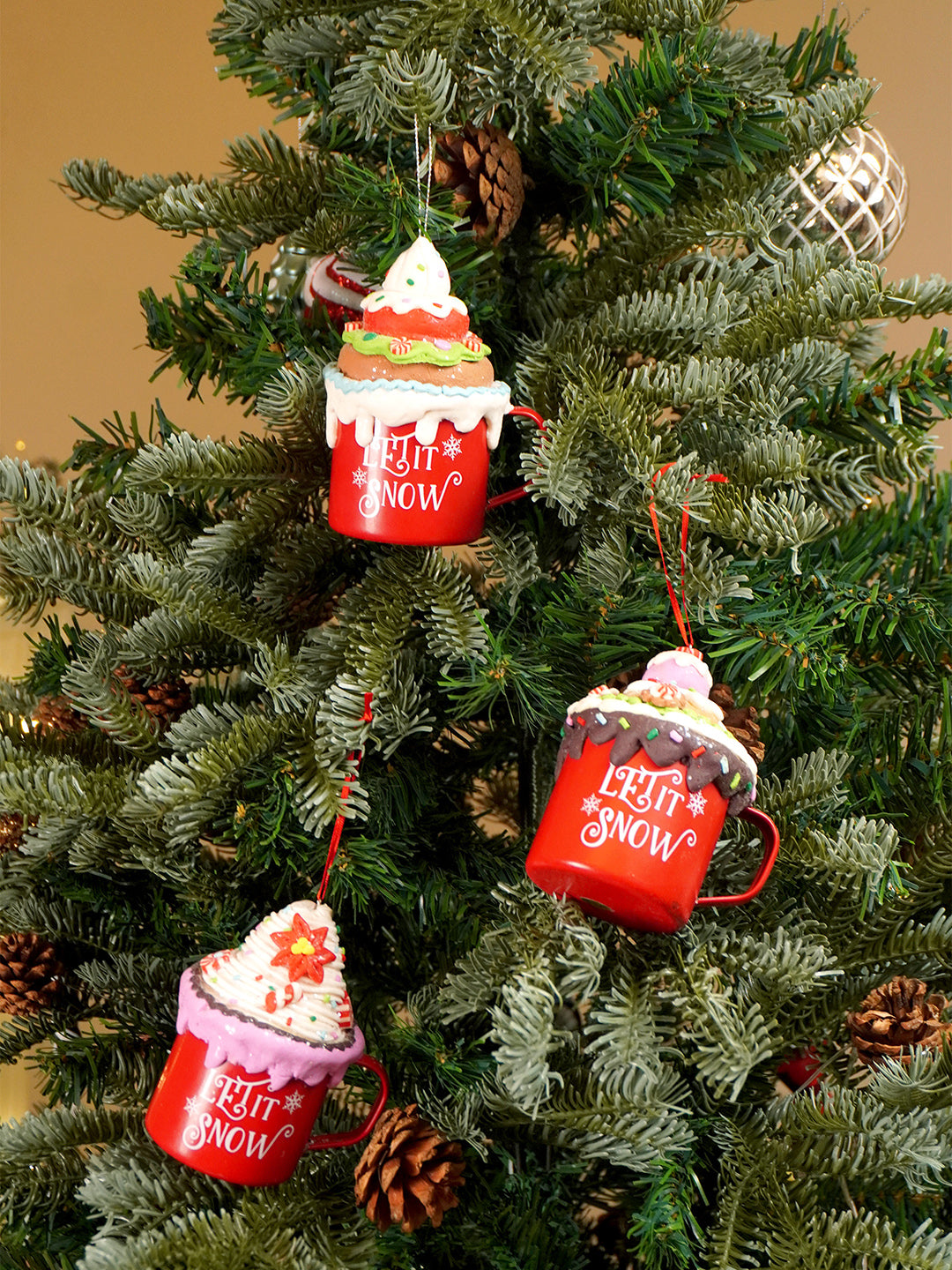 Little Surprise Box 3 pcs set of Cream Hot Chocolate Cup Christmas Tree Ornament