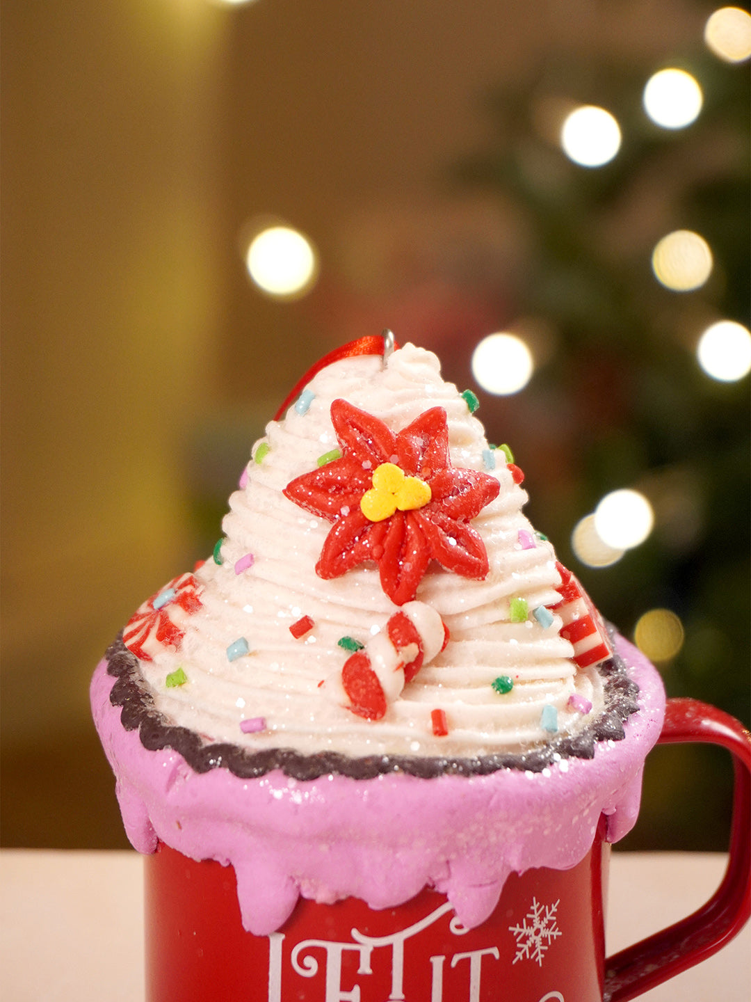 Little Surprise Box 3 pcs set of Cream Hot Chocolate Cup Christmas Tree Ornament