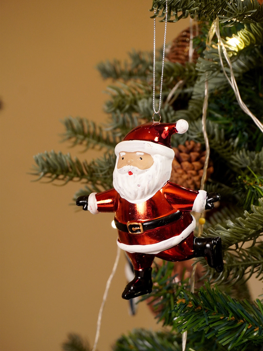 Little Surprise Box 3pcs set of Shiny Red Santa, Elf and  Marshmallow Mug christmas Tree Ornaments