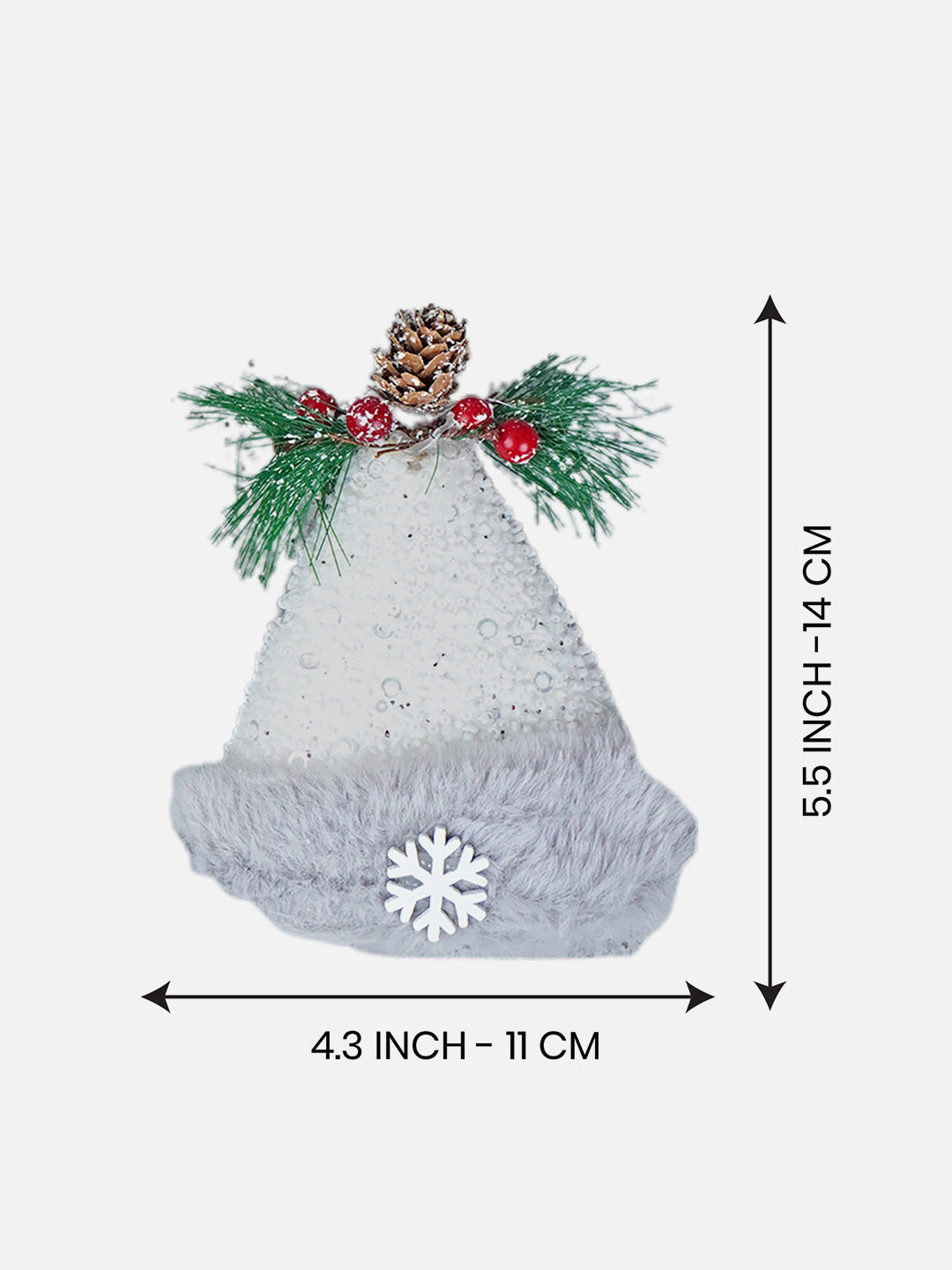 Little Surprise Box 4 pcs Silver Furry Winter Accessories themed Christmas Tree Ornaments