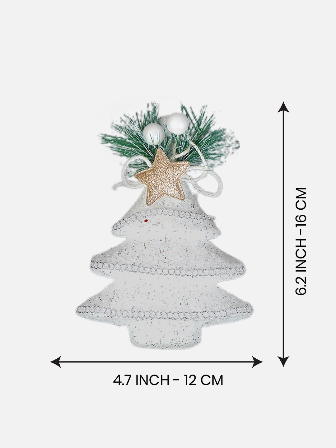 Little Surprise Box 4 pcs Silver Furry Winter Accessories themed Christmas Tree Ornaments