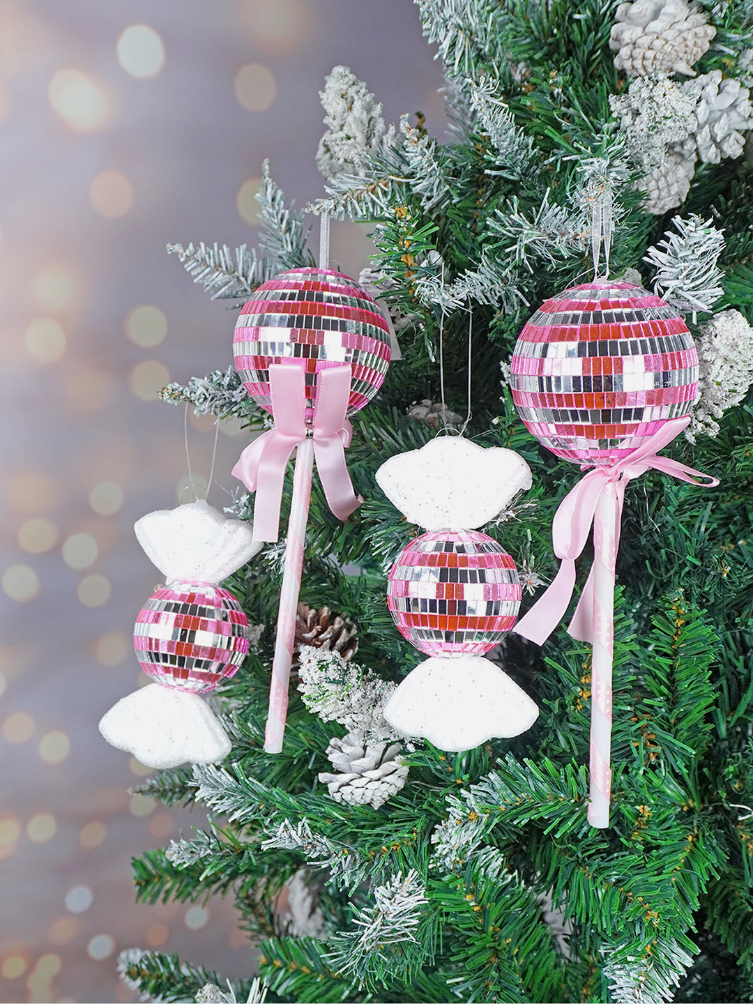 Little Surprise Box Pink Shiny Disco themed Big Size candy shaped Christmas Tree Ornaments