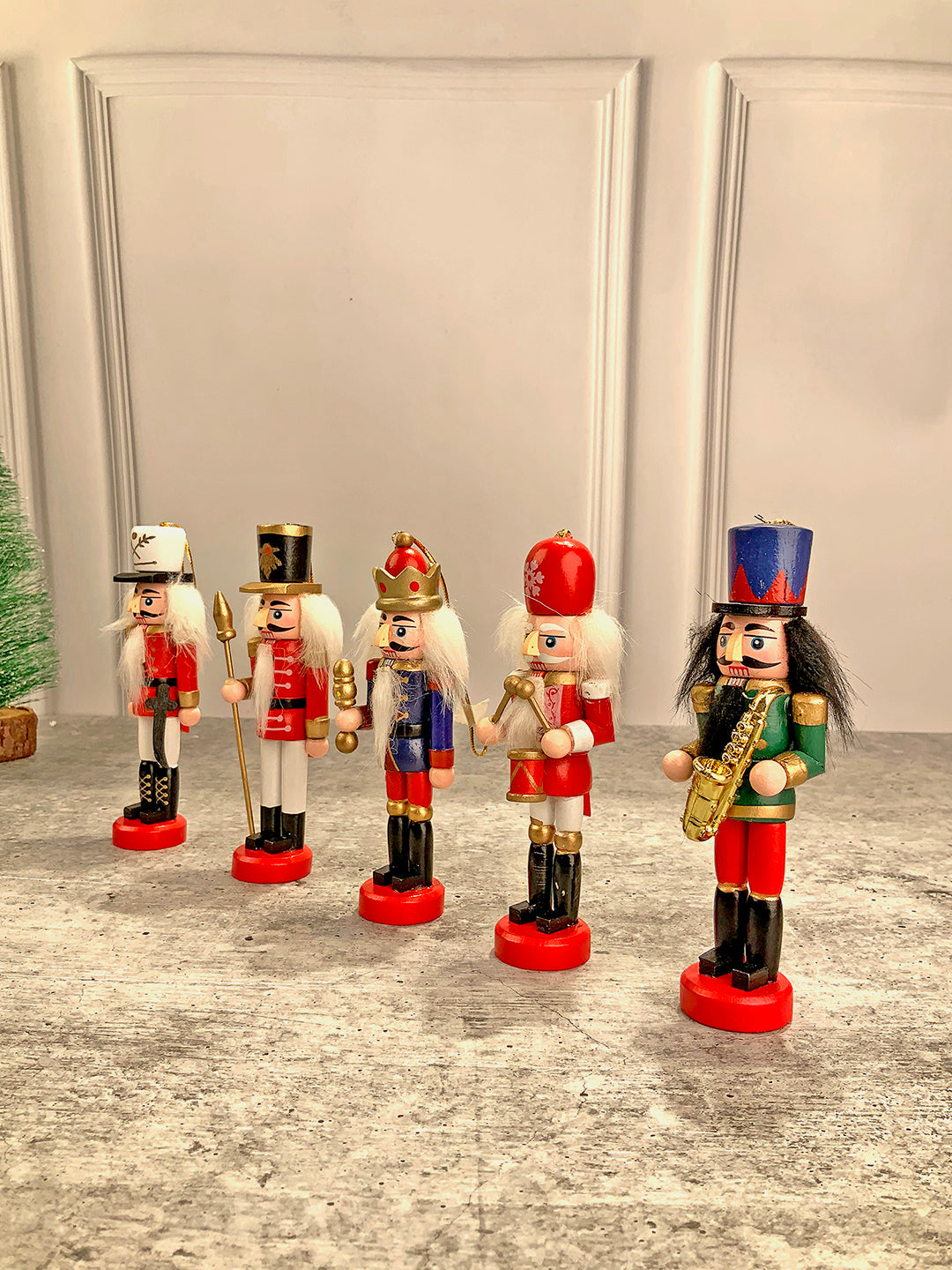 Little Surprise Box Royal theme set of 5 wooden Nutcrackers ,Christmas Tree Ornaments