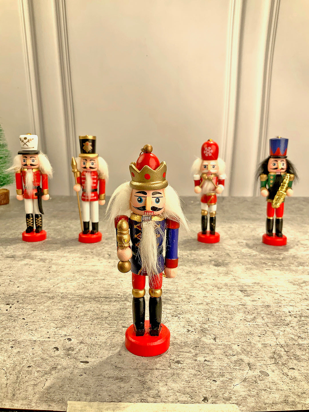 Little Surprise Box Royal theme set of 5 wooden Nutcrackers ,Christmas Tree Ornaments