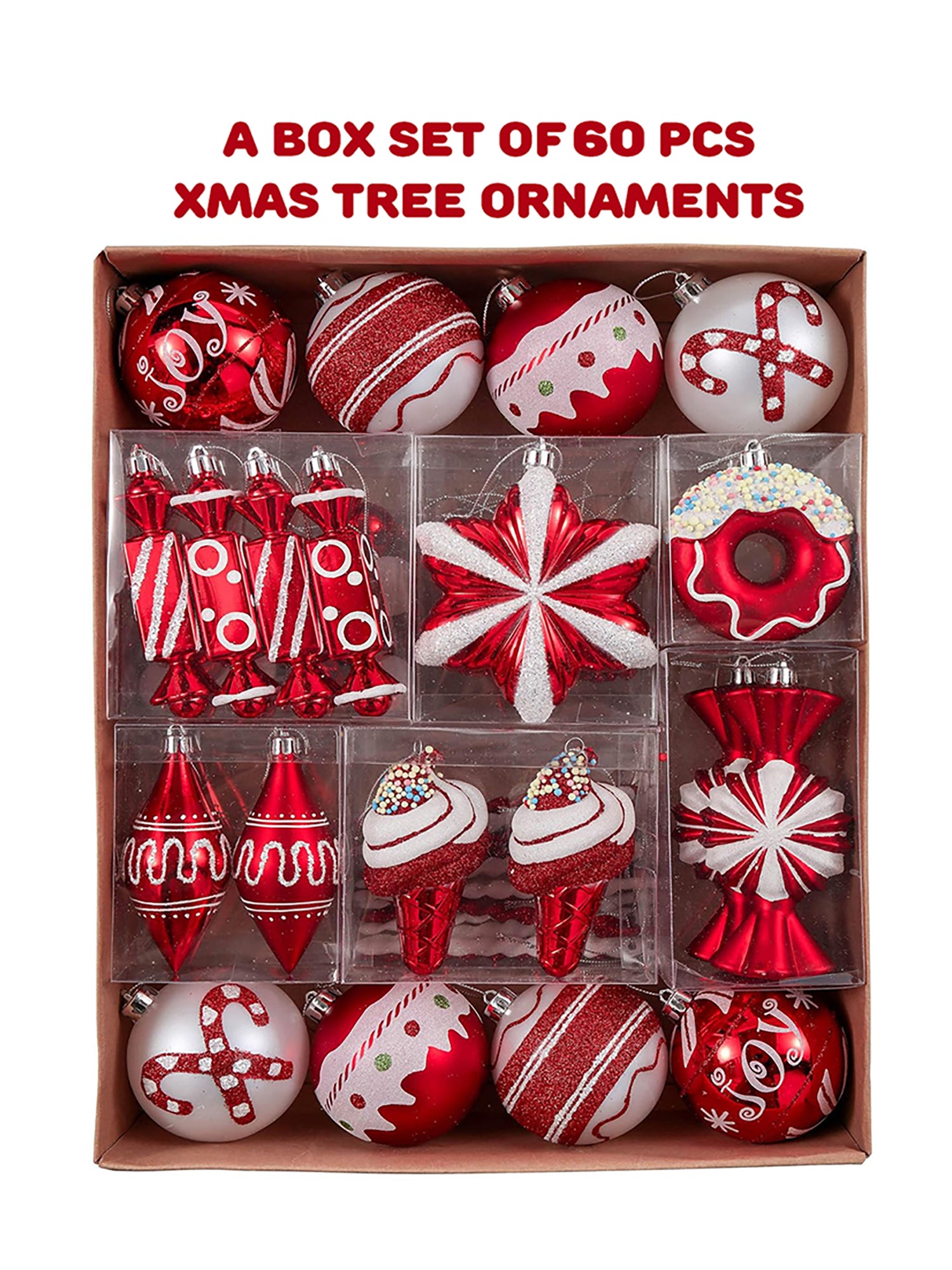 Little Surprise Box, 60 pcs Christmas Ball Tree ornaments XMAS Decoration Set