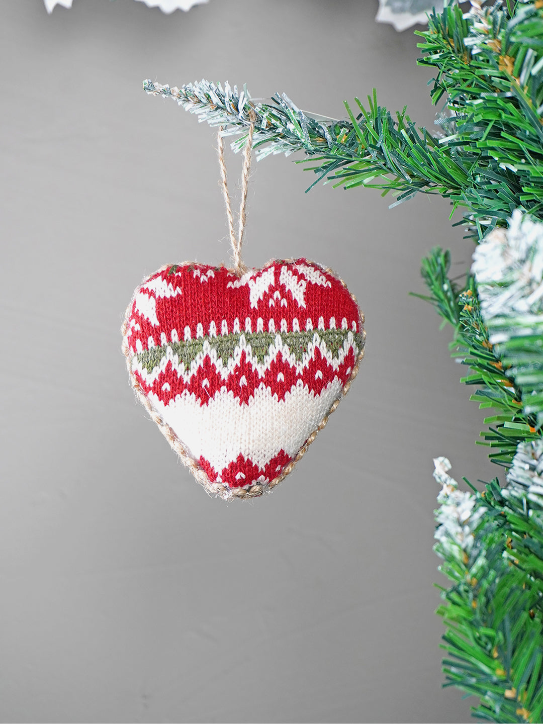 Little Surprise Box Red Knitted Snowflakes themed Christmas Tree Ornaments