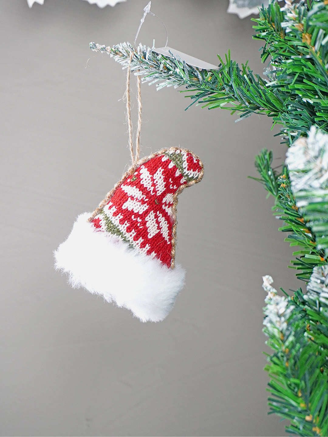 Little Surprise Box Red Knitted Snowflakes themed Christmas Tree Ornaments