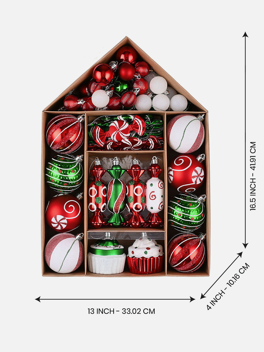 Little Surprise Box 70pcs Christmas Balls tree hanging Xmas Decoration set.