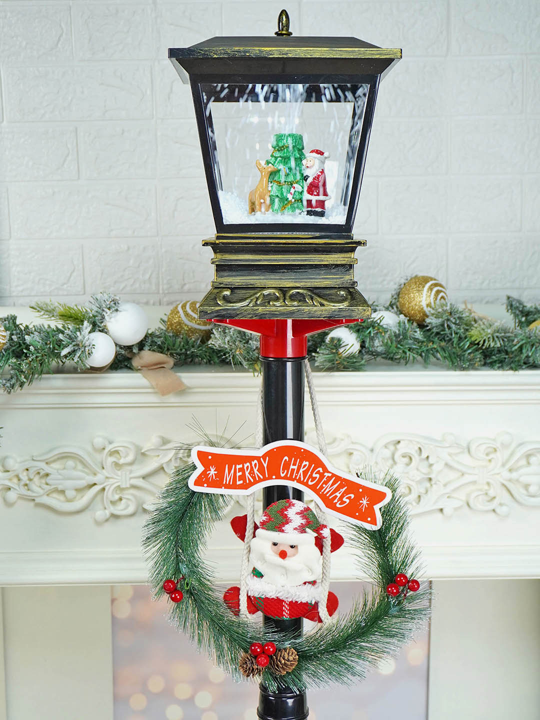 Little Surprise Box, 56 inches Christmas Theme Lamp Post and Snow Globe Christmas Décor