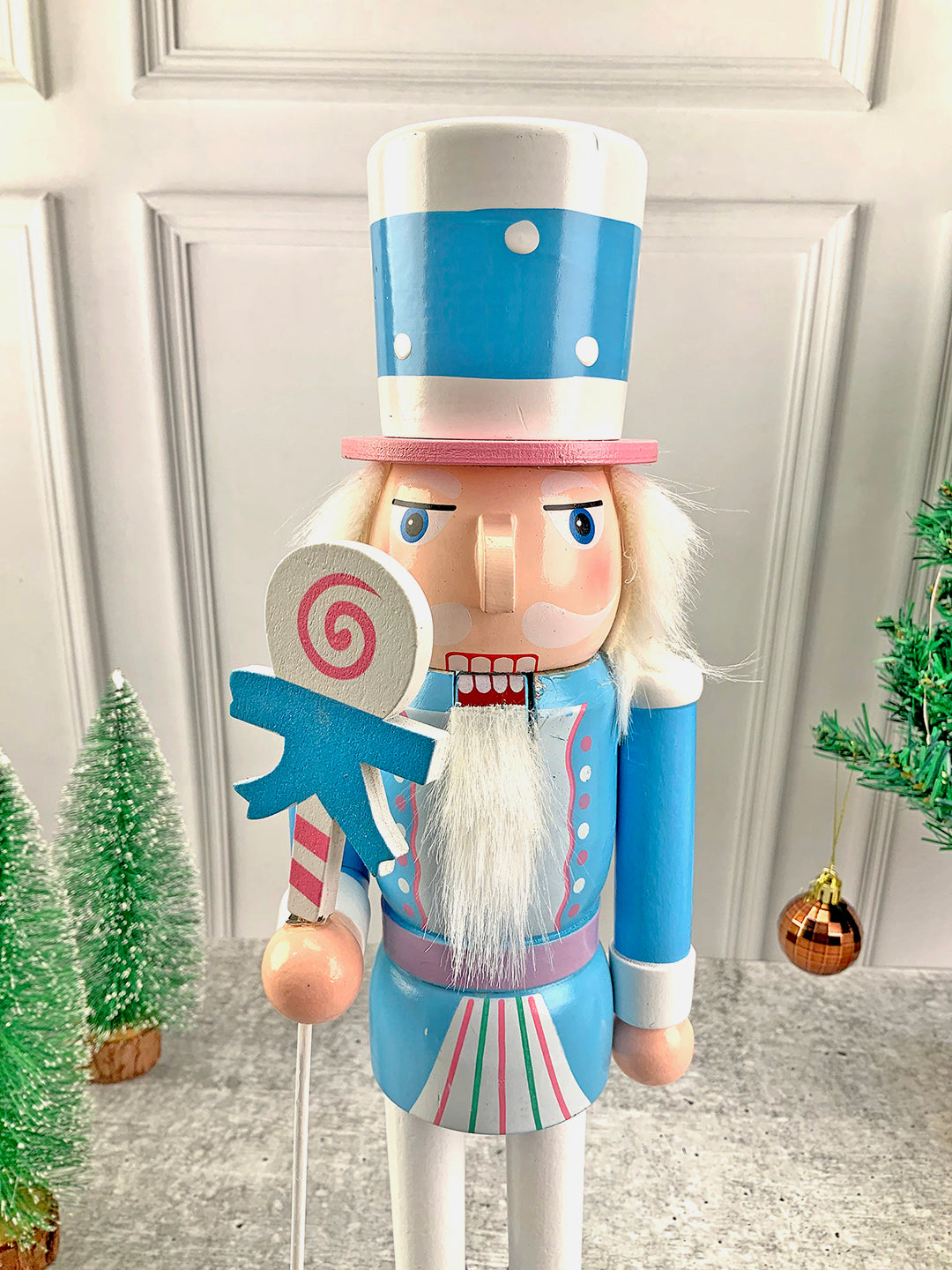 Little Surprise Box 15 inch Wooden Pastel Nutcracker self standing Christmas Table Decor