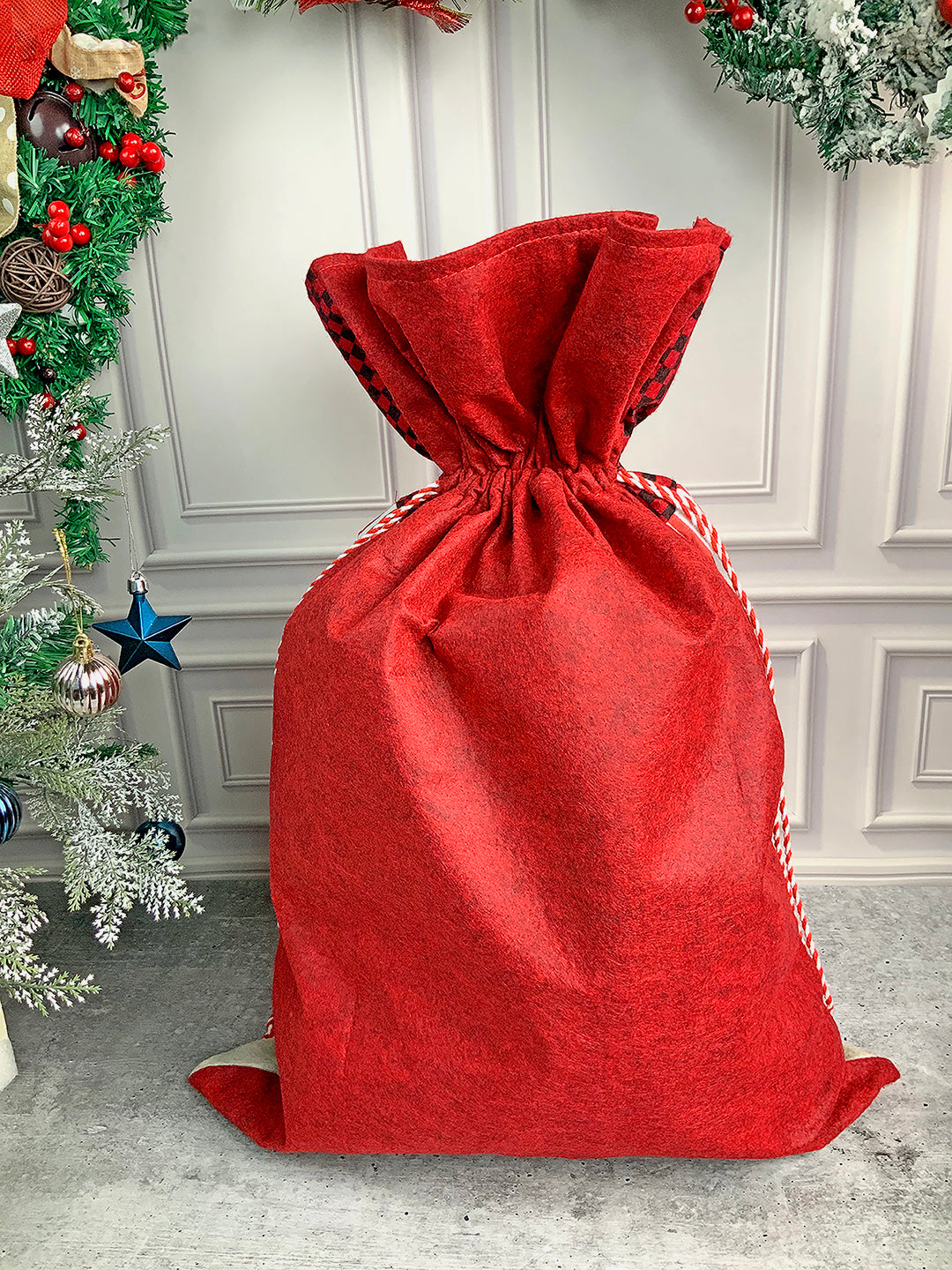 Little Surprise Box Santa Checks Christmas Sack for Christmas Gifts and Home Décor