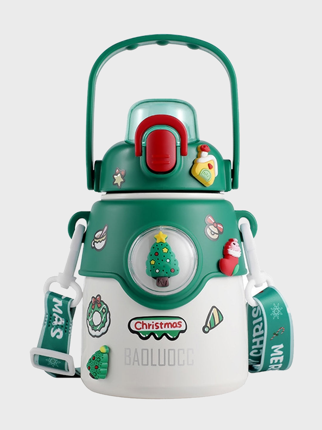 Little Surprise Box, DIY Tree, White Satinless Steel Christmas Water Bottle for kids, 850ml