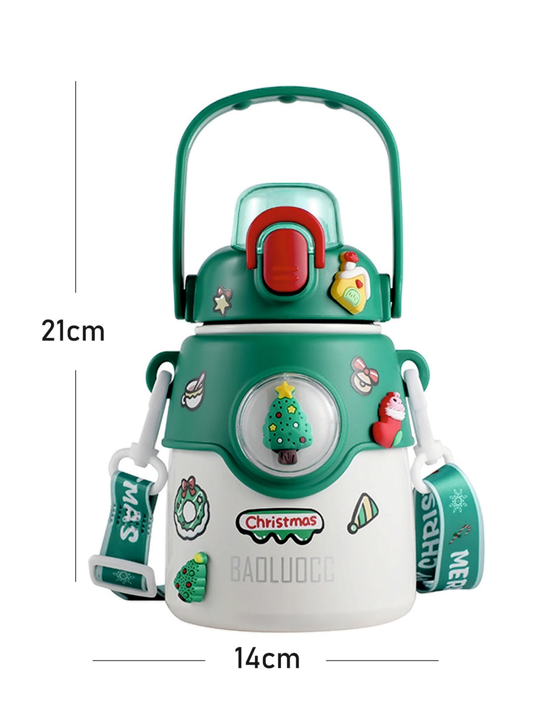 Little Surprise Box, DIY Tree, White Satinless Steel Christmas Water Bottle for kids, 850ml
