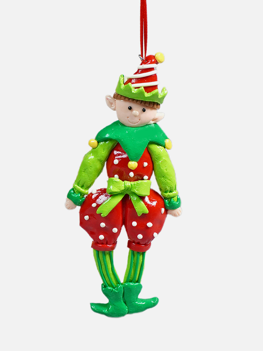 Little Surprise Box, Handmade clay Naughty elf Christmas tree ornament